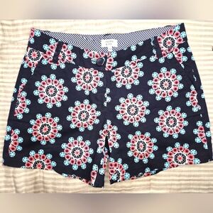 Crown & Ivy shorts SIZE 2 Womens preppy medallion navy like new